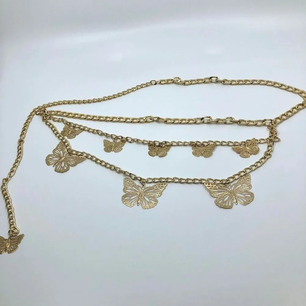 Women's Gold Butterfly Waist Chain Belt, 39.5 Inches, X7G9A1008